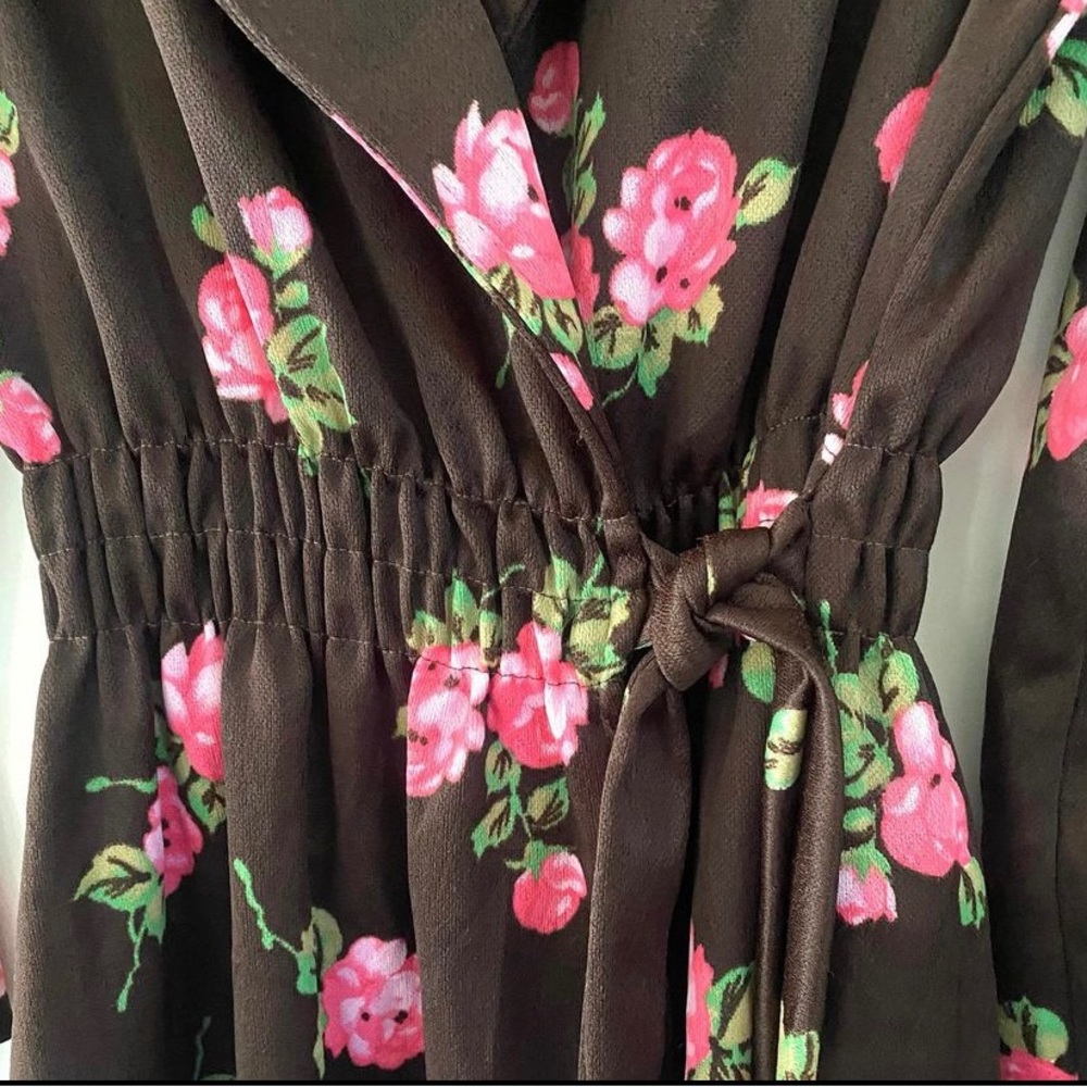 Vintage 70s Rose Poly Robe - Picture 2 of 4